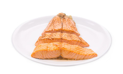 Fried salmon fillet.