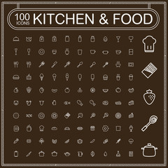 adorable food and kitchenware icons set