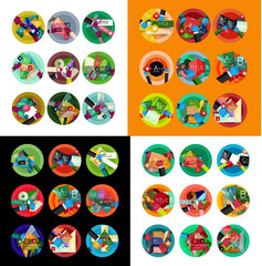 Flat design round labels, option infographics