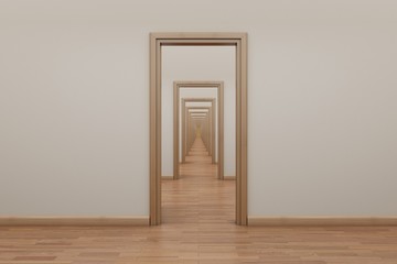 Enfilade, open the door to the outside. Stop motion animation.