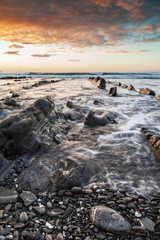 Long exposure image on Barrika beach, Basque Country, Spain