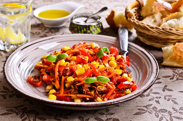 Brown rice with vegetables