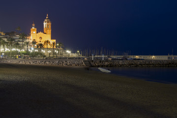 Obraz premium Night scene in Sitges, Spain