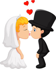 A groom and fiancee kiss each other