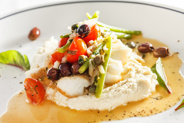 White fish with cauliflower puree