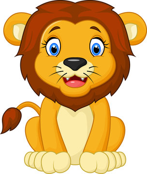 Cartoon lion sitting