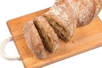 sliced bread on cutting board