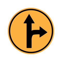Warning Sign Drive Straight or Right Sing  traffic sign