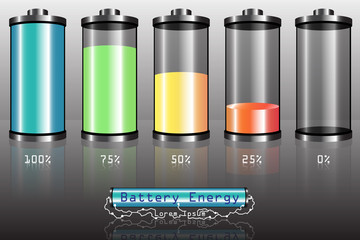 Battery with various loads and colors