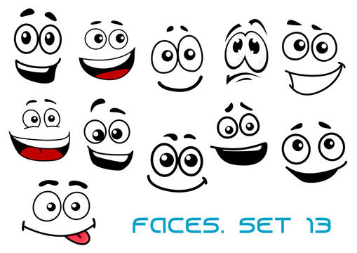 Cartoon faces with various emotions