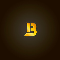 Letter B.  gold font. Template for company logo. Design element