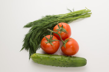 tomatos and green vegetable
