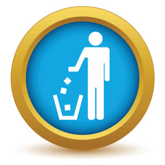Gold throw garbage icon