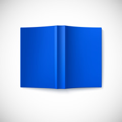 Open blank book cover, top view.
