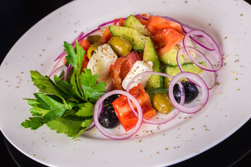Greek salad with vegetables and feta