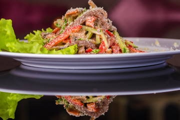 Salad with vegetable and seafood