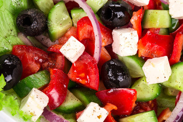 Close up of greek salad.