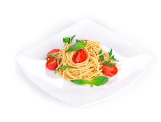 Spaghetti with tomato basil.