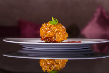 Scoop of ice cream with mint