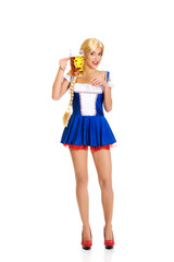 Beautiful bavarian woman with beer.