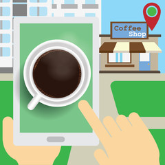 Applications can benefit from finding a cafe on the tablet.
