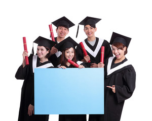 happy graduates student show billboard