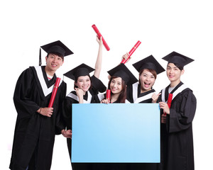 happy graduates student show billboard