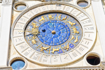 Fototapeta na wymiar Zodiac Clock Venice Italy