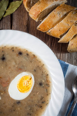 Sour soup with egg.