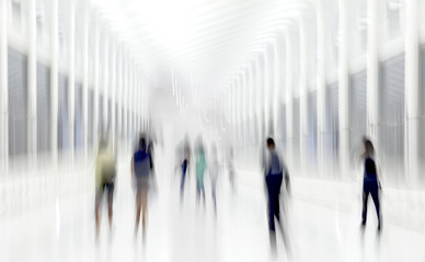 group of people in the lobby business center