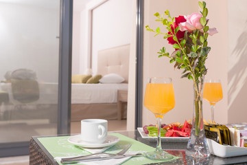 table with breakfast