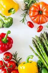 Fototapeta na wymiar Fresh vegetables isolated on white copy space background