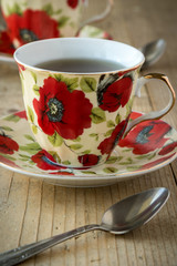 tea in vintage teacup