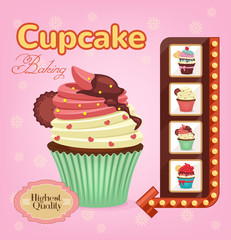 Vector flat cupcake banner illustration