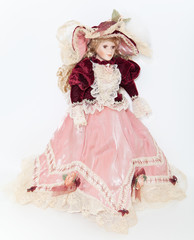 Doll lady in elegant velvet dress