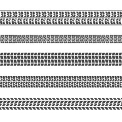 Black and white tire tracks or prints