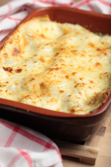 Lasagna in a baking dish