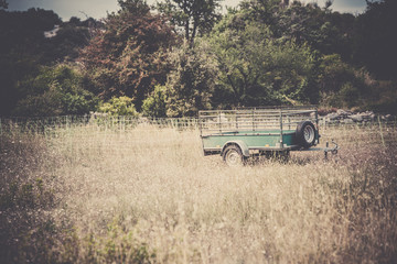Old cargo trailer in a rural place