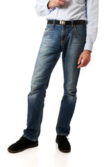 Naklejka premium Full length of a men in jeans trousers
