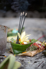 Offerings to gods: food and aroma sticks