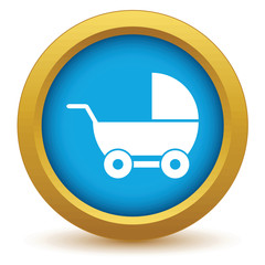 Gold baby carriage icon