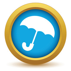 Gold umbrella icon