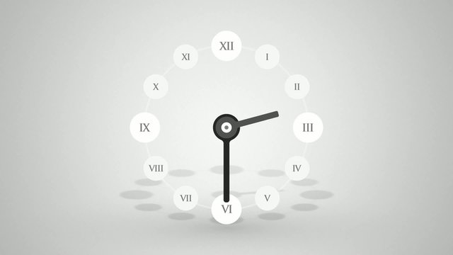Single clock for half a day with roman numerals