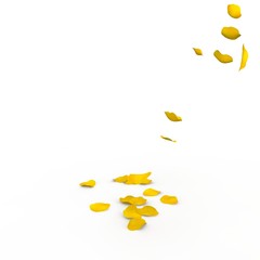 Yellow rose petals fall to the floor