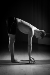 man doing yoga, black and white 5