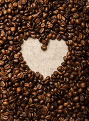 Heart coffee frame made of coffee beans