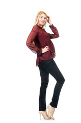 Fototapeta premium Beautiful pregnant woman isolated on white