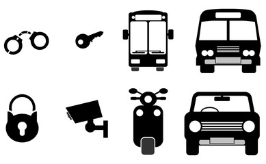 Sécurité et transport en 8 icônes