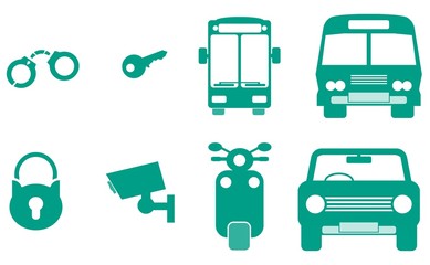 Sécurité et transport en 8 icônes