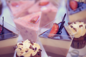 Candy buffet with chocolate souffle